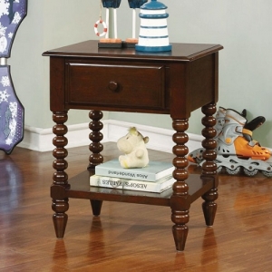 Item # A0012NS - Transitional Style<br><Br>Single Drawer Night Stand<br><br>Unique Carved Leg Detail<br><br>Open Shelf Display Space<br><br>