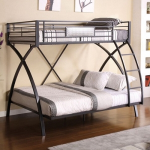 M Bunkbed 042 - Finish: Black<br>Upper Bed Clearance: 40H<br>Dimensions: 78 3/4L X 56 3/4W X 66 5/8H