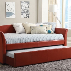Item # A0082WD - Finish: Red Leatherette<br>Dimensions: 89 1/2