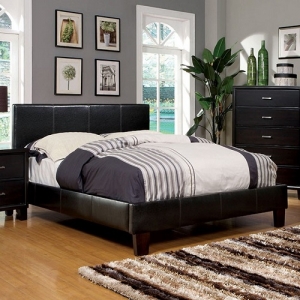Item # 013Q Padded Leatherette Platform Queen Bed