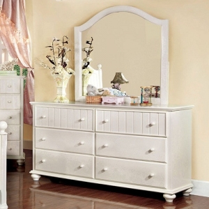 Item # 099DR Dresser - These charming cottage style youth case goods bring the simplistic yet creative details that a child's room needs. This dresser, in a clean white finish, will bring a bright and inviting feeling to any bedroom.<br><br>