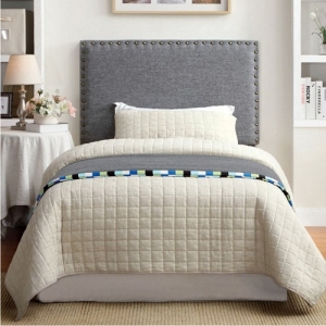 Item # 244HB Gray Upholstered Headboard - Availalbe in Twin & Queen Headboard (Full Size Compatible)<br><br>Padded Linen-like Fabric<br><br>
