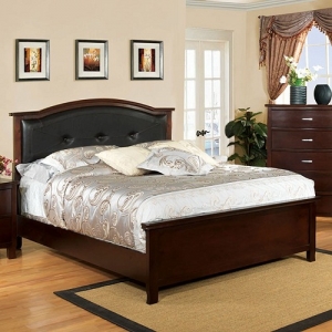 Item # 050Q Padded Leatherette Headboard Queen Bed - Available in Full Size<br><br>The contemporary lines of this bedroom set are accented with solid wood framing around the padded leatherette headboard