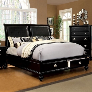 Item # 054Q Padded Leatherette Queen Bed - Contemporary Style<br><br>Platform Bed<br><br>Padded Leatherette H/B<br><br>2 Drawers in Fb<br><Br>Chrome Handles