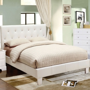 Full Bed 072 - Padded Leatherette Platform Bed<br><Br>Crystal-like Acrylic Button Tufting<br><Br>Slat Kit Included<br><Br>