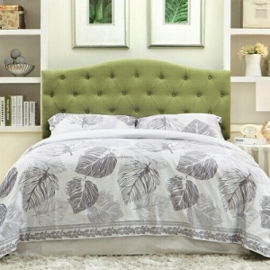 Item # 228HB Green Upholstered Headboard - Padded Flax Fabric<br><br>Camel Back Design<br><br>Button Tufting<br><br>