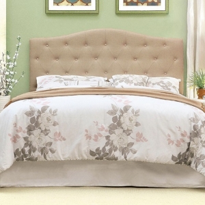 Item # 231HB Ivory Upholstered Headboard - Contemporary Style<br><br>Padded Linen-like Fabric H/B<br><br>Camel Back Design<br><Br>Button Tufting<br><Br>