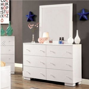 Item # 166DR Contemporary 6 Drawer Dresser - White Contemporary Dresser with 6 drawers<br><br>Metal Side Glides<br><Br>