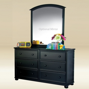 Item # 051- 1020BLK Six Drawer Dresser in Black