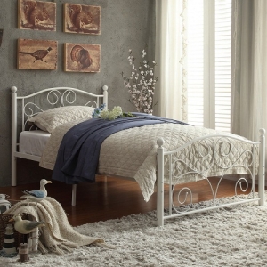Item # A0004B - Twin Metal Bed<br>Available in Full Size<br>Finish: White<br>Dimensions: 42 x 79 x 40H