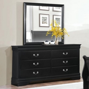 Item # 155DR Traditional 6 Drawer Dresser - Traditional style 6 drawer dresser in a burnished black finish with metal glides<br><br>