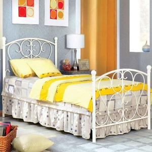 Item # A0010B - Twin Metal Bed<br>Available in Full Size<br>Finish: White<br>Dimensions: 79 1/4L X 42 3/8W X 43 7/8H
