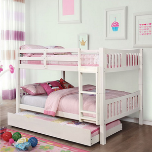 Item # A0012FF - Finish: White<br><br>Available in Gray & Dark Walnut<br><br>Available in Twin/Twin bunk bed<br><br>Dimensions: 81 3/8