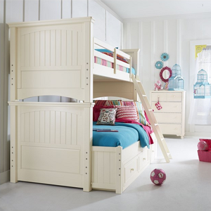 Item # A0019TF - Finish: Ivory<br>Available in Twin/Twin Bunk Bed<br>Dimensions: 76W x 18D x 13H