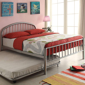 Item # A0022B - Twin Iron Bed<br>Available in Full Size<br>Finish: Silver<br>Available in Black, White & Blue<br>Dimensions: 79 x 39 x 33H
