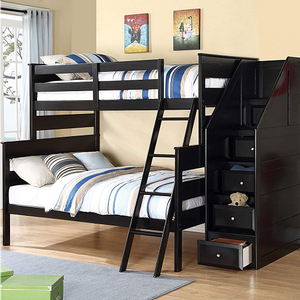 TF Bunkbed 023 - Finish: Black<br><br>Bunkie Board Not Required<br><br>Slat Kit Included<br><br>Dimensions: 81