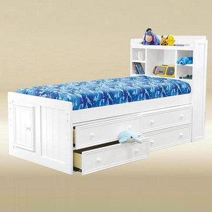 Twin Bed 015 - Finish: White<br><br>Available in Full Size<br><br>Available in Blue, Espresso & Grey<br><br>Dimensions: 86 W x 55 D x 53 H