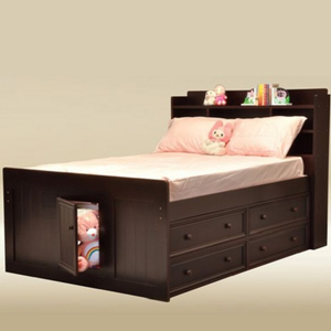 Twin Bed 010 - Finish: Walnut<br><br>Available in Birch, Black, Dark Pecan, Pecan, and White<br><br>Dimensions: 86 W x 55 D x 53 H