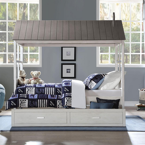 Item # A0016TH - Finish: Weathered White / Washed Gray<br>Trundle Sold Separately<br>Slats System Included<br>Dimensions: 80 x 44 x 80H