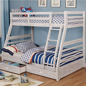 TF Bunkbed 015 - Finish: Wire-Brushed White<br><br>Available in Black, Gray, Dark Walnut, Oak & White finish<br><br>Available in Twin/Twin bunk bed<br><br>Dimensions: 80 7/8 L X 61 3/4 W X 65 1/8 H