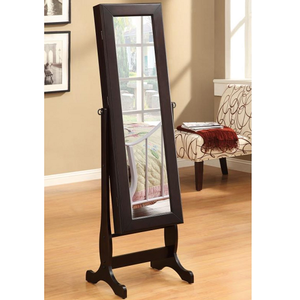 Item # 005CM Casual Jewelry Mirror Cheval - Dual purpose cheval mirror and jewelry armoire<br><br>Plenty of shelves and a small drawer<br><br>Dark green felt-lining inside<br><br>4