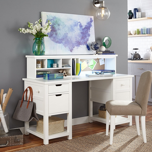 Item # 006HC Desk Hutch - Finish: Natural White Painted<br><br>Desk sold separately<br><br>Desk chair sold separately<br><br>Dimensions: 58W x 10D x 12H
