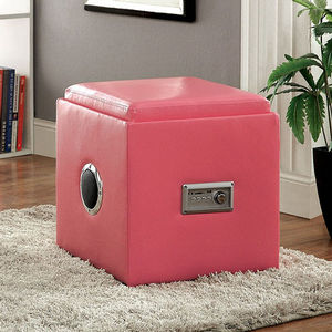 Item # 007SB Storage Ottoman w/ Bluetooth Speakers - Finish: Pink<br><br>Available in White, Green, Blue, Black & Red Finish<br><br>Dimensions: 16 1/4W x 16 1/4