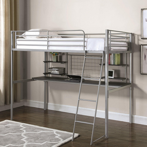 Item # 009MLB Twin Metal Loft Bed in Silver - Finish: Silver<br><br>Available in Black<br><br>Slat Kit Included<br><br>Dimensions: 78