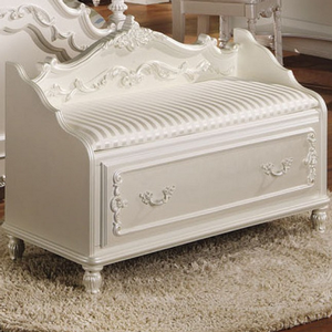 Item # 012SB Storage Bench w/ Drawer - Finish: Pearl White w/ Gold Brush Accent<br><br>Dimensions: 41