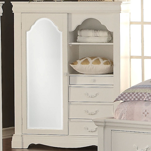 Item # 014AM Armoire w/ Mirror and Storage Drawers - Finish: White<br><br>Dimensions: 46