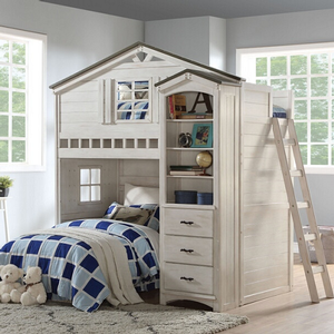 Item # 020BC Bookcase Cabinet - Finish: Weathered White / Washed Gray<br><br>Loft Bed Sold Separately<br><br>Dimensions: 24