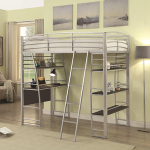 Item # 021MLB Twin Metal Loft Bed in Silver - Finish: Silver<br><br>Available in Black<br><br>Slat Kit Included<br><br>Dimensions: 75