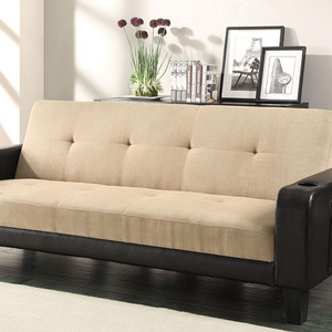 Item # 023FN Sofa Bed - Color: Khaki/ Brown<br><br>Dimensions:<br><br>Sofa: 85.50L x 35W x 34H S. Depth: 21.50 <br><br>Sofa Bed: 85.50L x 44W x 22.50H