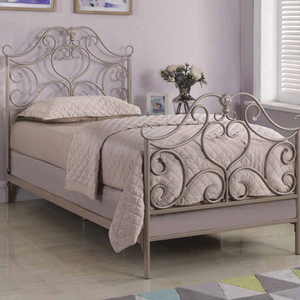 Item # A0005B - Twin Metal Bed<br>Finish: Rose Gold<br>Foundation Required<br>Dimensions: 43.25W x 78.50D x 51.50H