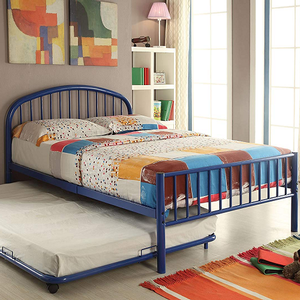 Item # A0007B - Twin Iron Bed<br>Finish: Blue<br>Available in Black, White & Silver<br>Dimensions: 79 x 39 x 33H