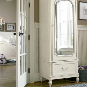 Item # 005AM Armoire - Mirror on front<br><br>Cork board and felt-lined storage box on back of door<br><br>Four drawers behind door<br><br>Adjustable shelves
<br><br>Easy cord access<br><br>