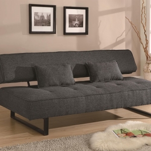 Item # 012FN Sofa Bed - Upholstered in dark grey tweed-like fabric<br><br>Two accent pillows included<br><br>U-shaped metal legs<br><Br>Kiln dried hardwood frame<br><Br>Sinuous spring base with foam topped seating