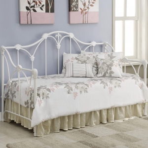 Item # 004MDB Daybed with Floral White Frame - Finish: White<br><br>Dimensions: 79.75W x 40.5D x 46.5H