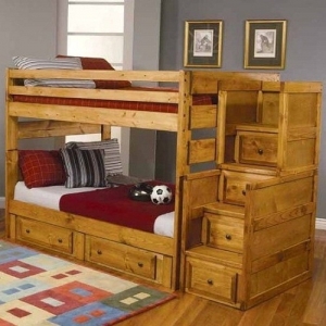 Item # A0008FF - Finish: Amber Wash<br><br>Available in Twin/Twin & Twin/Full Bunk Beds<br><br>Dimensions: 80W x 59D x 60H