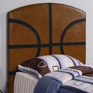 Item # 221HB Twin Sports Headboard - Twin basketball design headboard frame in brown and black<BR><BR>Clean straight edges and a gently curved crown create a simple style in this headboard<br><Br>