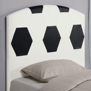 Item # 223HB Twin Soccerball Headboard - Twin soccer ball design headboard frame in white and black<br><br>Clean straight edges and a gently curved crown create a simple style in this headboard<BR><BR>