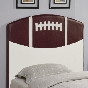 Item # 224HB Twin Football Headboard - Twin football design headboard and frame in brown and white<br><br>Clean straight edges and a gently curved crown create a simple style in this headboard<br><br>
