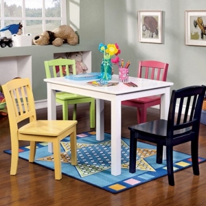 Item # 002KTCH Kids Table Set - Transitional Style<Br><br>Youth Table Set<br><Br>Slatted Back Design<br><br>
