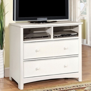 Item # 007MCH White Media Chest - Transitional style 2 drawer media chest in White<br><br>