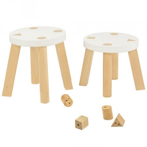 Item # 011KTCH Playset Stools - Easy to wipe down post-play<br><br>Backless stools to support good play posture<br><br>Includes extra feet to adjust height<br><br>Flared legs for anti-tip safety